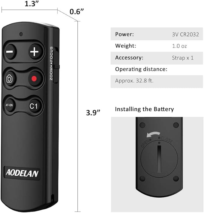 AODELAN Wireless Remote Control Camera Shutter Release for Sony ZV-E10, ZV-1, A7SM3, A7C, A7RIV, Alpha 9,7R IV,7R III, 7 III, 6600, 6400, 6100, 9 II, RX0 II, RX100 M7; Replces Sony RMT-P1BT