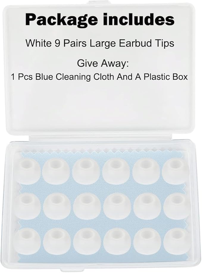 9 Pairs White Earbud Tips,Replacement Headphone Covers, Soft Rubber Tips Compatible with Powerbeats 2/3 LG Samsung Earbuds