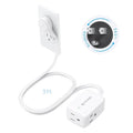 TROND 360° Rotating Flat Plug Extension Cord Surge Protector 3ft, Small Power Strip with 900 Joules, Three Side Grounded Outlets, 13A, 16 Gauge Wire, for Indoor Home Office Dorm Room Travel, White