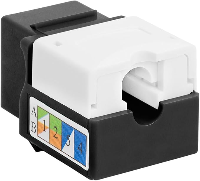 Cmple - 10 Pack Cat6 Keystone Jack Insert Punch Down RJ45 Connectors RJ45 90 Degree Female for Wall Plates, Patch Panels, Patch Cables, Ethernet Cables - Black