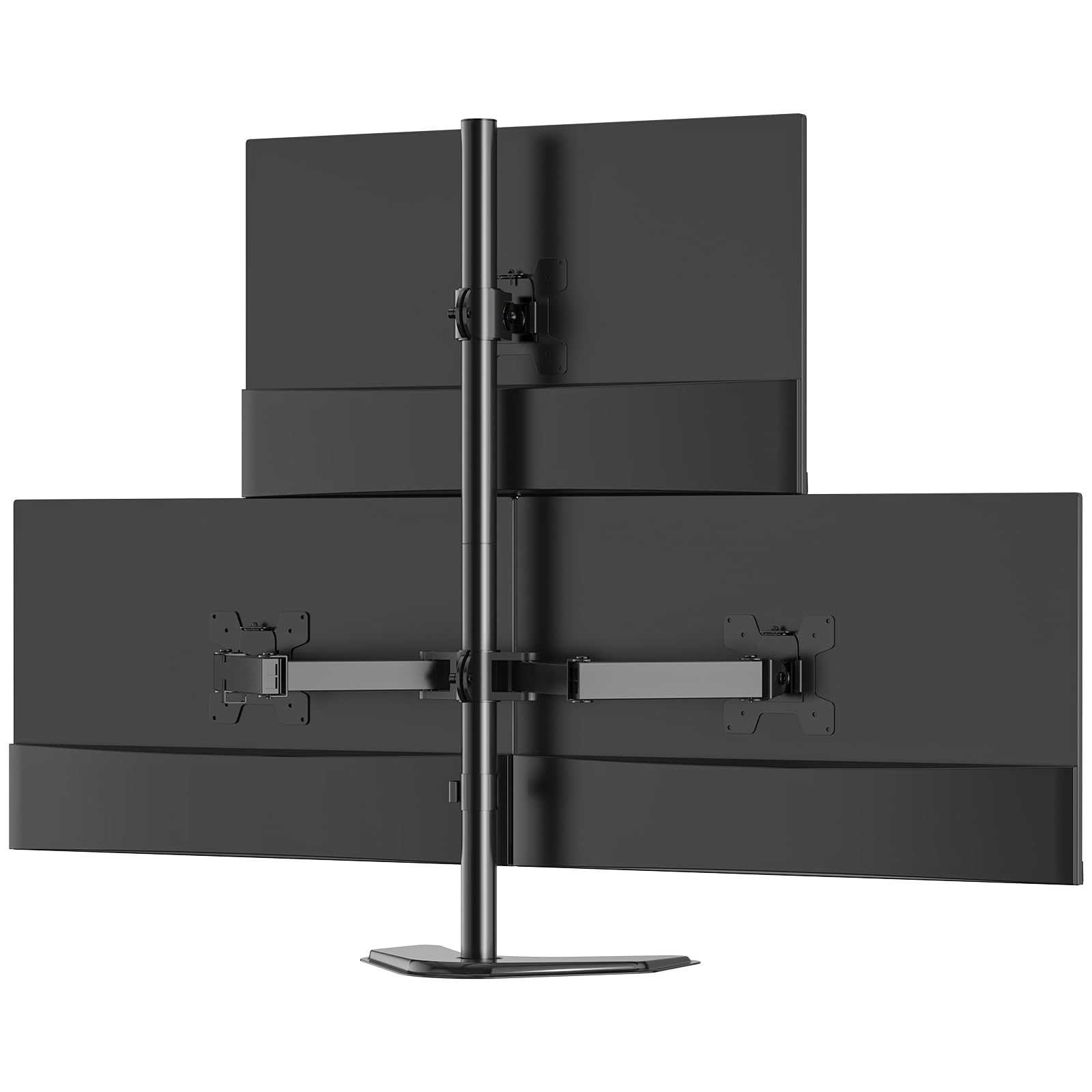 WALI Triple Monitor Stand, Free Standing Three Monitor Desk Mount Fully Adjustable, Fits 3 Screens up to 27 inch, 22 lbs Weight Capacity per Arm (MF003S), Black