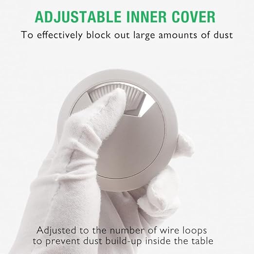 5 Pcs Desk Grommet 2-3/8" / 60 mm, Desk Cord Hole Cover, Cable Grommet ABS Plastic, Desk Hole Grommet for Home & Office Pc, Detachable Adjustable Cable Cord Organizer-Silvery