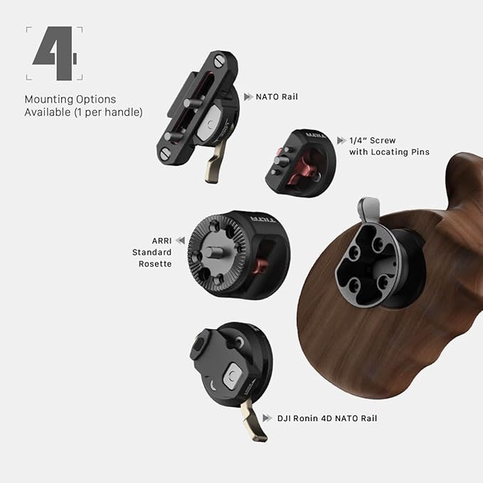Tilta Advanced Left Side Wooden Handle (ARRI Rosette - Type X) | Black Walnut Wood & Aluminum Alloy Build | Quick Release Button