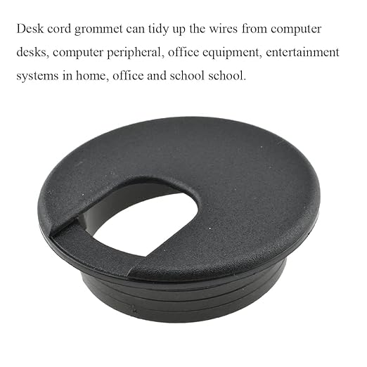 HAHIYO 2Pcs 2Inch/50mm Black ABS Plastic U-Shaped Desk Grommet Wire Grommet Cable Management Cord Hole Cover Desk Wire Hole Insert Wire Organizer for Computer Office Home School Equipment Systems