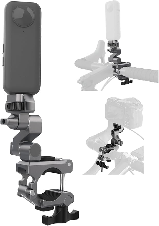 Movmax Super Camera Clamp Mount Compatible with GoPro Max Hero, DJI Osmo 360 Action 5 Pro 4 3, Insta 360 X4 X5, Camera Mount Clamp, Action Camera Accessories for Round Tube E-Bike/Bicycle/Motorcycle.