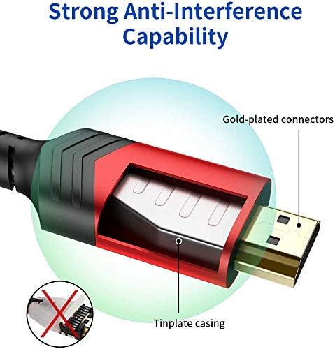 JSAUX 8K HDMI Cable 2.1 6ft 6 Pack, 48Gbps High Speed HDMI Cable Braided HDMI Cord, 4K 120Hz 144Hz, 8K 60Hz, Ultra HD, 2K, 1080P, 3D, eARC Compatible with Laptop UHD TV Gaming Monitor PS5 PS4 -Red
