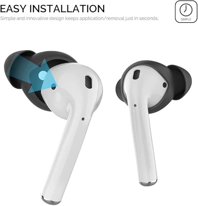 AhaStyle 3 Pairs AirPods Ear Tips Silicone Earbuds Cover [Not Fit in The Charging Case] Compatible with Apple AirPods (3 Pairs Large, Black)