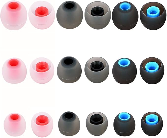 Earbud Tips Ear Bud Tips Soft Anti Slip Washable and Reusable Silicone Replacement Earbud Tips Fit Most in-Ear Earbuds(Inner Hole 3.8mm -5.1mm) 18pcs S M L