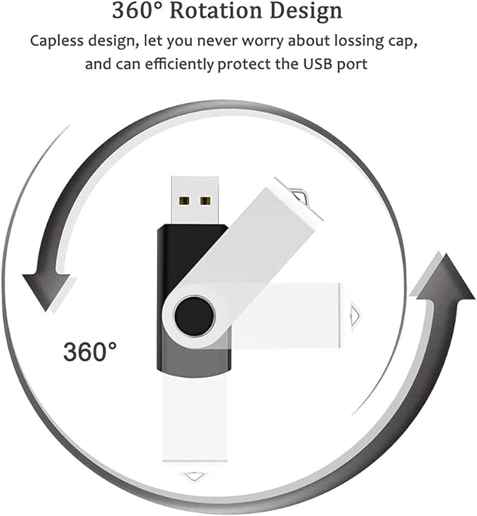 2 Pack 32GB USB Flash Drive USB 2.0 Thumb Drives Jump Drive Fold Storage Memory Stick Swivel Design - Black