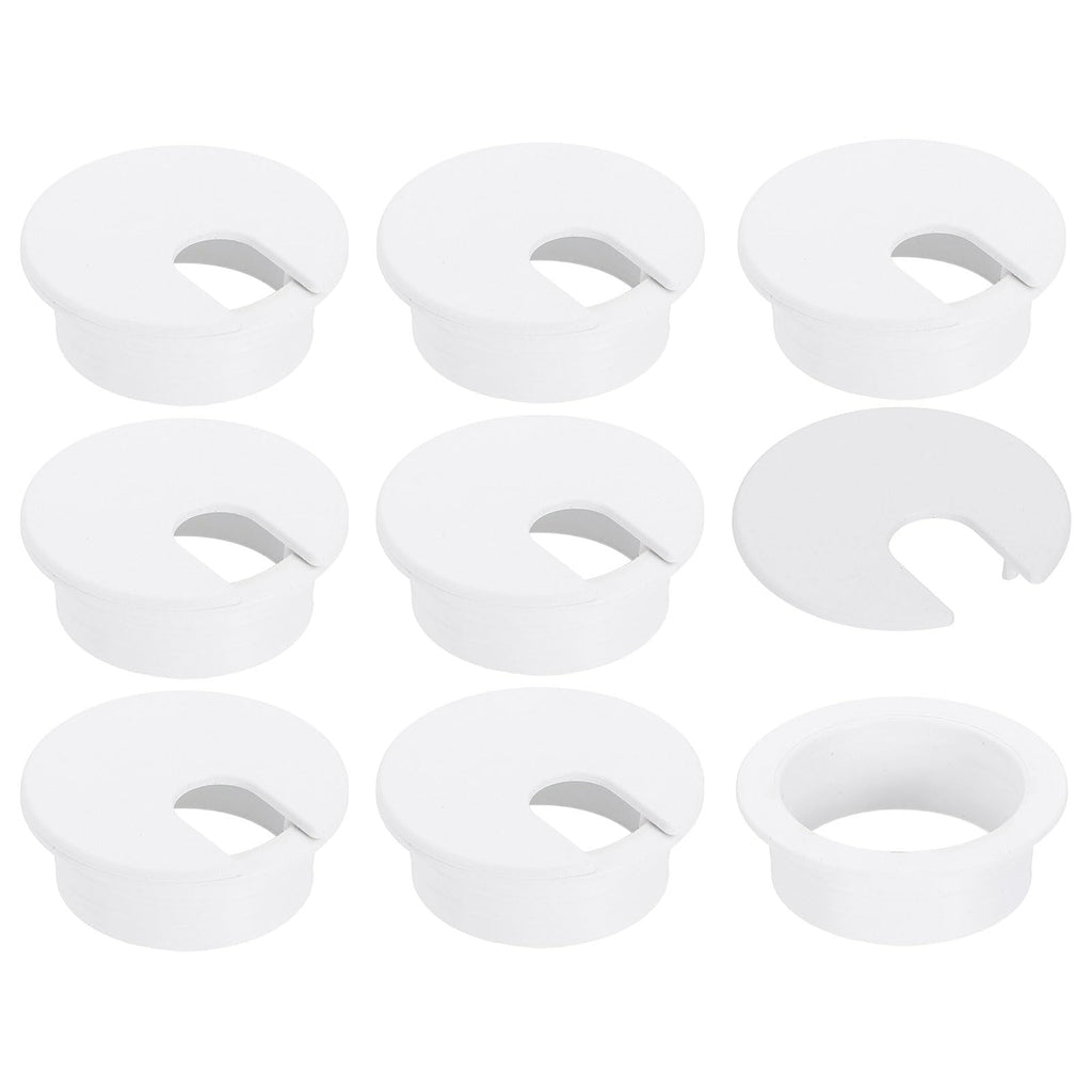 uxcell 8 Pcs 35mm (1.38 Inch) Desk Grommet, Plastic Cable Hole Cover, Wire Cord Cable Organizer for Home Office Computer Desk Cabinet, White