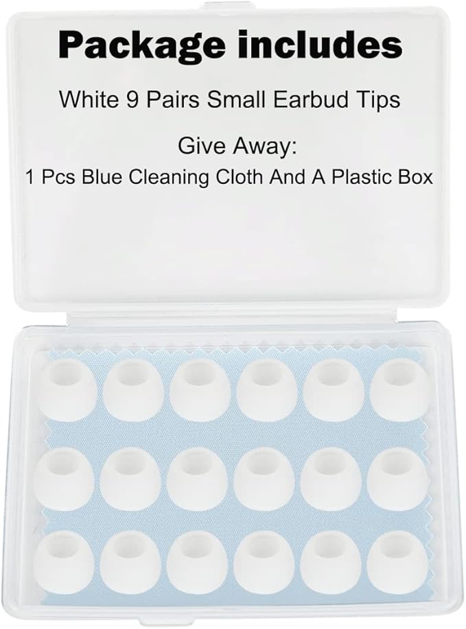 Earbud Tips - Replacement Earbud Covers & Headphone Earpads - Compatible With Powerbeats 2/3, LG & Samsung Earbuds - White, 9 Pairs