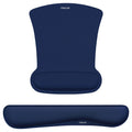 MOSISO Wrist Rest Support for Mouse Pad & Keyboard Set, Ergonomic Mousepad Non-Slip Base Home/Office Pain Relief & Easy Typing Cushion with Neoprene Cloth & Raised Memory Foam, Navy Blue