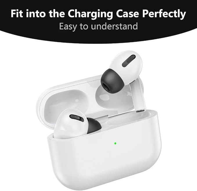 Lanwow Premium Memory Foam Tips for AirPods Pro & AirPods Pro 2nd Generation. No Silicone Eartips Pain. Anti-Slip Eartips. Fit in The Charging Case, 3 Pairs (Medium, Black)