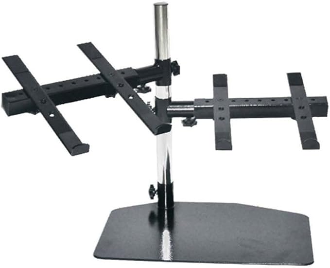 Pyle Portable Dual Laptop Stand – Standing Table Holder with Bracket Arms,Adjustable Height,Ergonomic Design, 360° Swivel for DJ Mixer,Sound Equipment,Workstation,Gaming & Home Use with Tilt Function