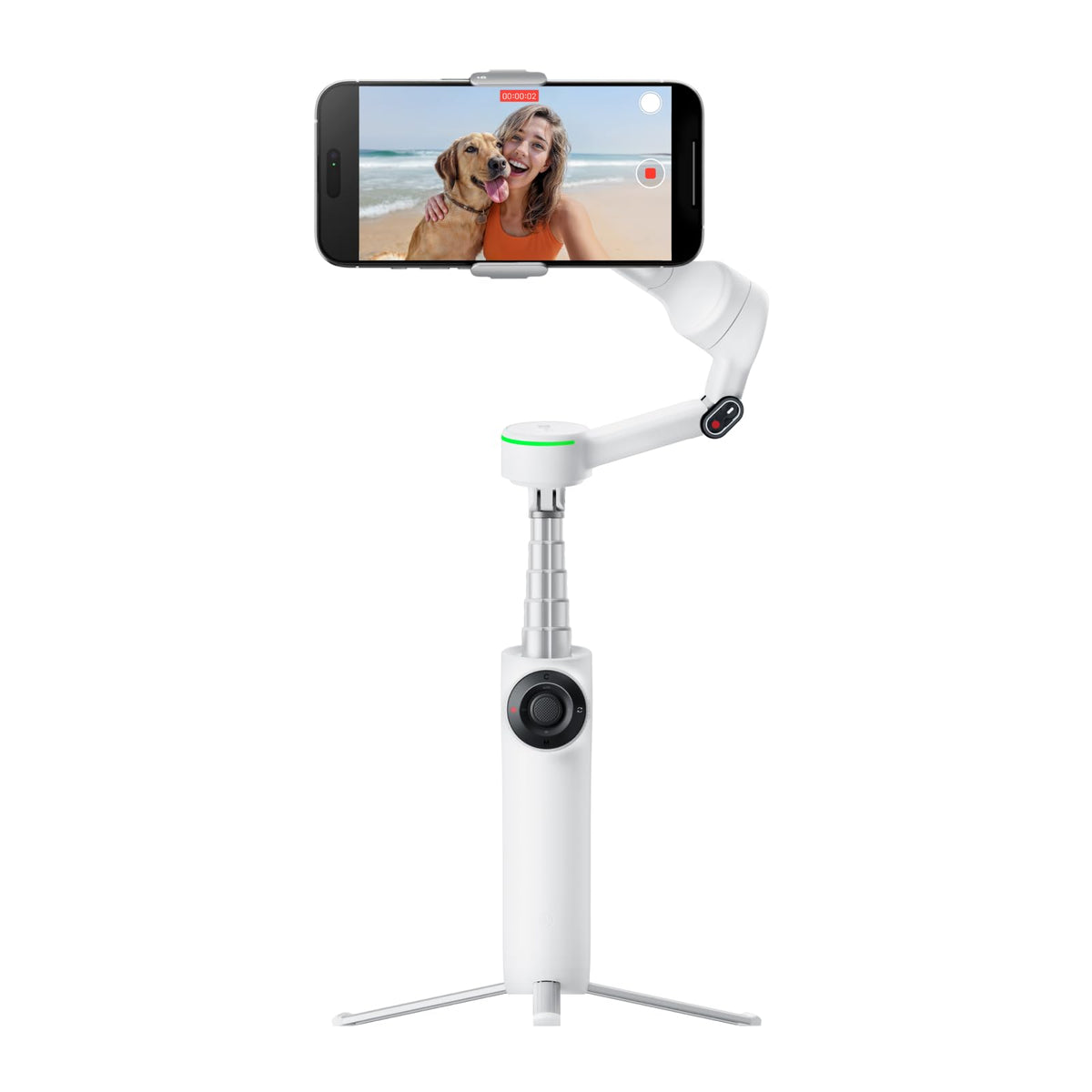Insta360 Flow 2 Pro Creator Bundle White - Foldable AI Phone Gimbal, Apple DockKit, 360º Pan Tracking, Free Tilt Mode, Built-In Tripod/Selfie Stick, Portable Vlog/Travel Stabilizer, Spotlight, MagSafe
