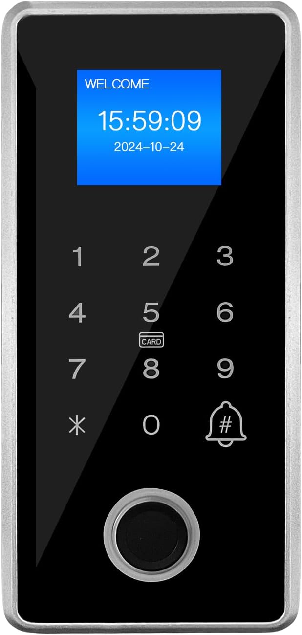 Waterproof Electric Magnetic Fingerprint Door Access Control Kit - 1200 lb Holding Force, RFID Keypad/Reader, 5 ID Cards, 110V Power Supply & Metal Exit Button - Secure Lock System (K5EM-1200LB KIt)