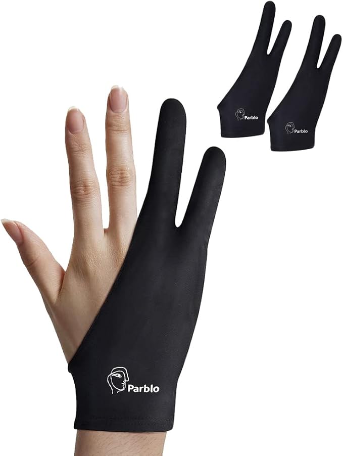 Parblo PR-01 Drawing Glove 2Pack,Digital Drawing Artist Glove Two Finger ArtGlove for Right Hand and Left Hand
