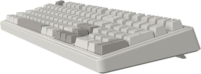FIRSTBLOOD ONLY GAME. AK980 Wired Mechanical Keyboard, 101Keys Full Layout, Gasket Mount, Hot-Swappable USB Gaming Keyboard with Red Switches, Anti-Ghosting, Retro Grey-White