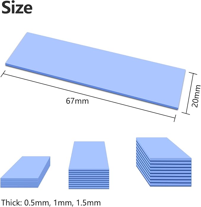 UCEC 30PCS Silicone Thermal Pads GPU, Reusable CPU Thermal Pad GPU Thermal Pads SSD Thermal Pad, Conductive Heatsink 0.5/1.5/ 1mm Thermal Pad for Chip LED IC Heat Conduction, Blue