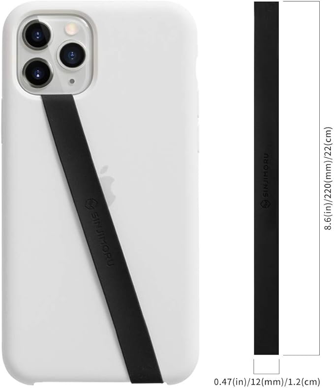Sinjimoru Stretchable Silicone Phone Strap, Flexible and Elastic Grip Holder for iPhone & Android, Secure Phone Loops Finger Grip with Wireless Charging Support Sinji Loop Black