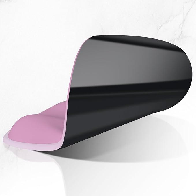 ITNRSIIET Ergonomic Mouse Pad with Wider Memory Foam Wrist Rest +17%, Curved Cushion Reduces Pressure 20%, Pain Relief, Non-Slip, Smooth, Cute Color Desk Accessory, 9.85 x 9 inch, Soft Pink Gradient