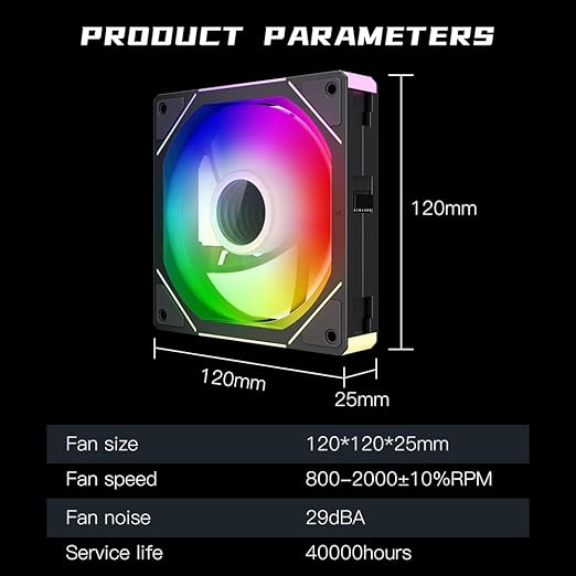 Jungle Leopard Interstellar V1 120mm Case Fan, Infinity Mirror Module Daisy-Chain 5V ARGB PWM PC Fan Triple Pack Suitable for Computer Case & CPU Cooling(Black-3 Pack)