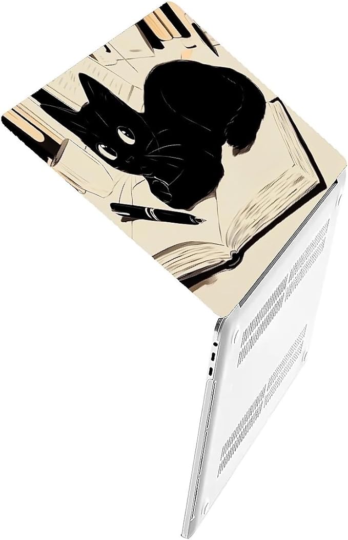 Compatible with MacBook Air 13.3 13.6 Inch Case 2022 2021 2020 2019 Plastic Hard Shell Case Cover,13.6 Air (A2681) M2 2022, Black Cat