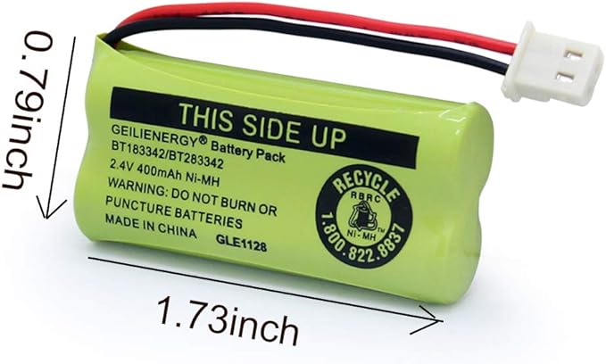 GEILIENERGY BT162342/BT262342 Battery Compatible for BT183342/BT283342 BT166342/BT266342 VTech CS6114 CS6419 CS6719 at&T EL52300 CL80111 Cordless Phone (Pack of 2)