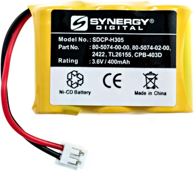 Synergy Digital Cordless Phone Batteries, Compatible with AT&T-Lucent 22134X Cordless Phone, (Ni-CD, 3.6V, 400 mAh), Replacement for Sony BP-T27 Battery, Combo-Pack Includes: 2 x SDCP-H305 Batteries