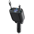 MAGJIEYX Retractable Car Charger, Fast Charging Adapter 62W Type-C/USB-i Cables and USB C/USB A QC & PD Ports for iPhone 17/16/15/14/13/12Pro Max Plus,iPad,AirPods, Galaxy