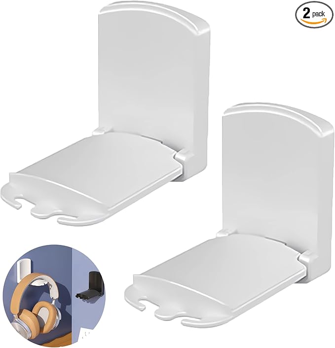 2-Pack Headphone Stand, Sticky Adhesive Headset Hanger for Universal Gaming Headset Airpods Max Sony Bose Beats(White)