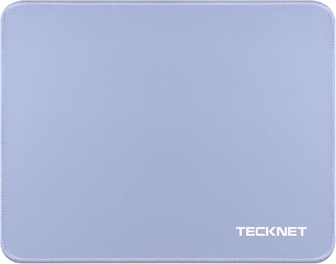 TECKNET Mouse Pad 270 x 210 x 3 mm with Anti-fray Stitchin, Waterproof Surface & Non-Slip Rubber Base with Stitched Edges Gaming Mouse Mat for Laptop，Compatible with Laser and Optical Mice - LT.Blue