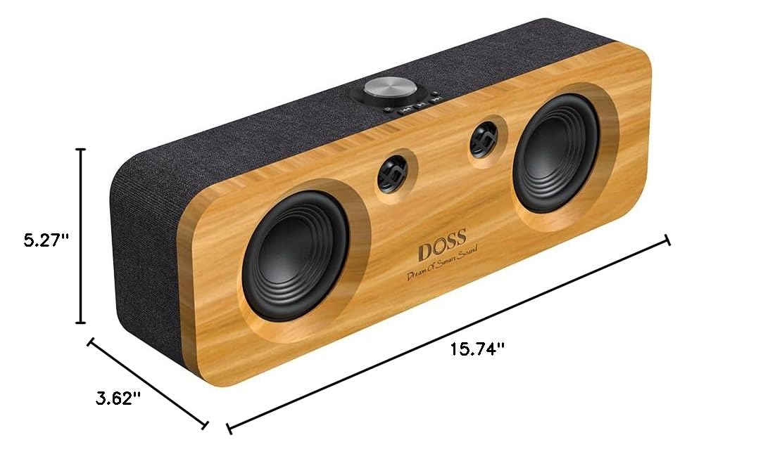 DOSS SoundBox H200 50W Home Bluetooth Speaker with Dual 3.5-Inch Woofers, Two 1-inch Tweeters, 35H Playtime, TWS, Sustainable Materials, BT 5.3, Wireless for Record Player/Computer/TV-Black