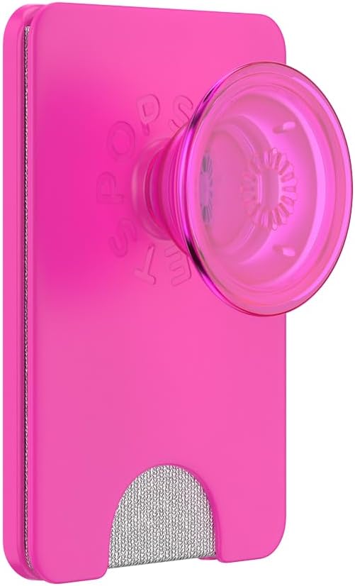 PopSockets Phone Wallet with Expanding Grip and Adapter Ring for MagSafe, Phone Card Holder, Wireless Charging Compatible, Wallet Compatible with MagSafe - Magenta