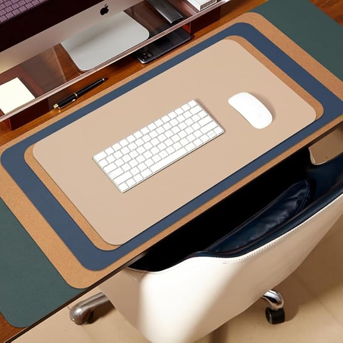 Cork Desk Mat - Dual-Sided Desk Pad for Office and Home - Desk Organization and Accessories - Ideal for Large Mouse Pad and Desk Mats on Top of Desks(Light Blue,90cmx 43cm)