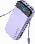 Phone Battery Bank 32000mAh 22.5W w/Built-in Cables & USB C Fast Charging
