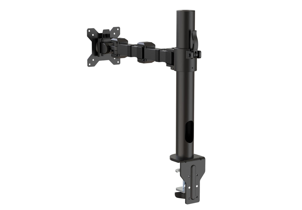 Amazon Basics Single Computer Monitor Stand with Cable Management, Height Adjustable VESA Desk Arm Mount, Fully Adjustable Tilt and Rotation, Steel, Black, Fits 13-30" Screens