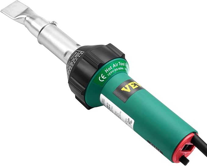 VEVOR Hot Air Plastic Welder, 1600W Hot Air Torch Pistol, 122-1112℉ PVC TPO Vinyl Heat Gun Welding Torch, Plastic Roofing Welding Kit with 11 Accessories- Toolbox, Nozzle, Roller, Blades for PP/PE/PVC