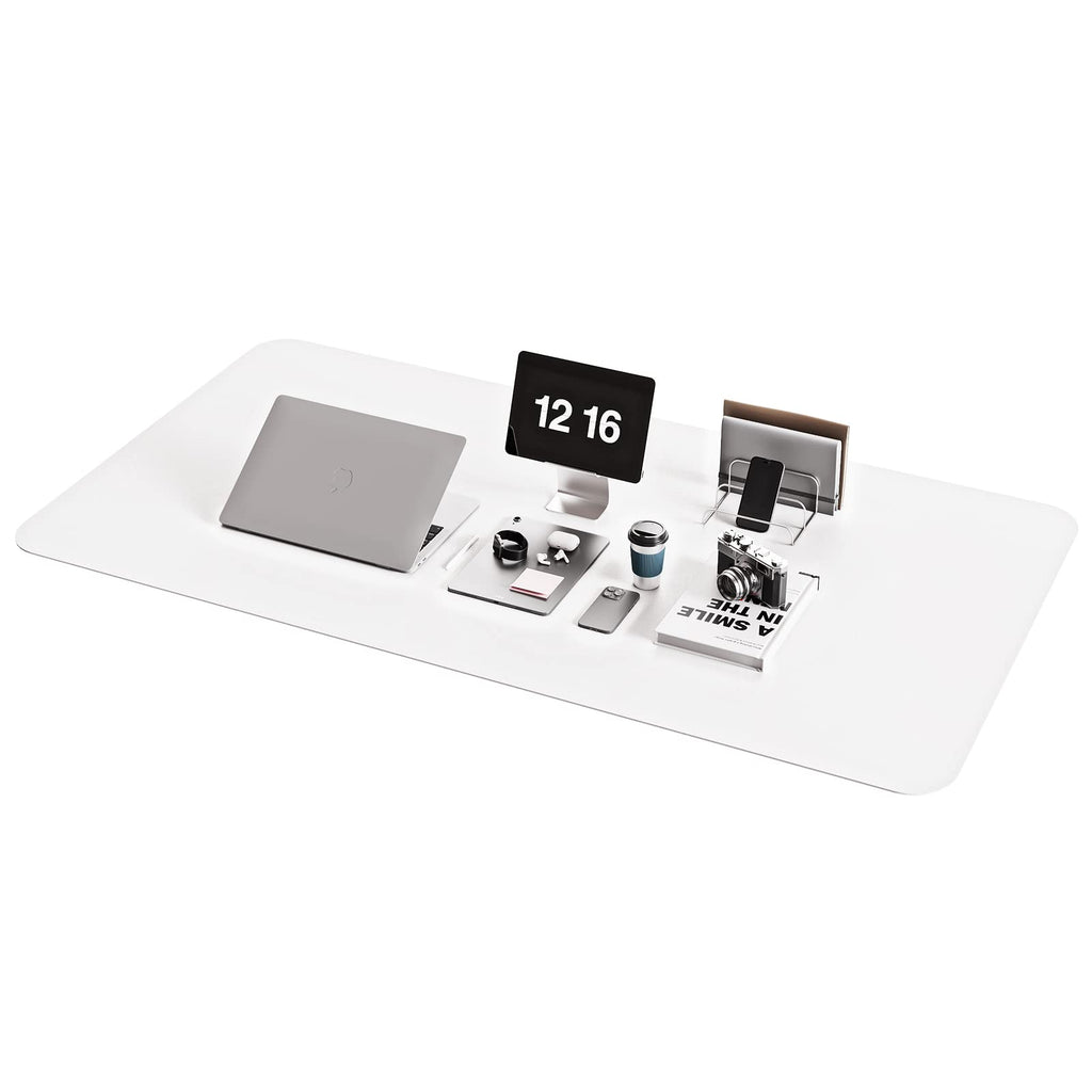 YSAGi Non-Slip Leather Desk Pad XL Size, Waterproof Laptop Computer Desk Keyboard Mat, Table Protector Blotter Mat, Large Mouse Pad for Office/Work/Home/Decor(White, 47.2" x 23.6")-No Band