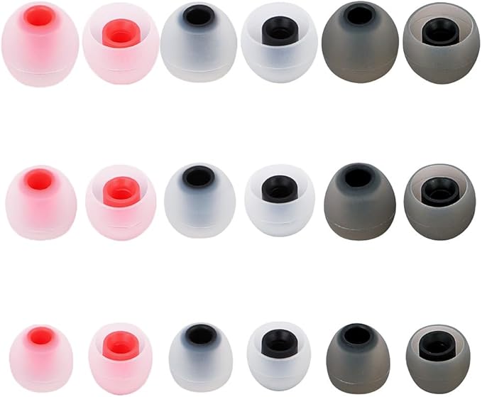 Earbud Tips Ear Bud Tips Soft Anti Slip Washable and Reusable Silicone Replacement Earbud Tips Fit Most in-Ear Earbuds(Inner Hole 3.8mm -5.1mm) 18pcs S M L