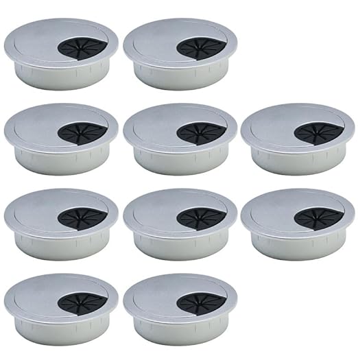 10 Pcs Desk Grommet 2-3/8" / 60 mm, Desk Cord Hole Cover, Cable Grommet ABS Plastic, Desk Hole Grommet for Home & Office Pc, Detachable Cable Cord Organizer-Silver Sand