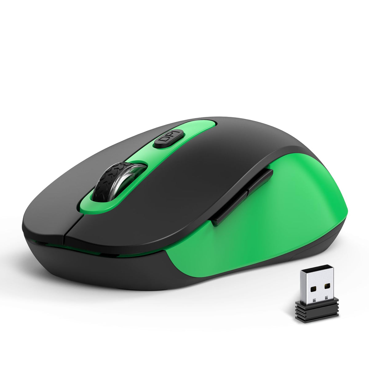 Wireless Mouse for Laptop, PC, Chromebook, Mac, MacBook, Silent Mouse with USB Nano Receiver, Side Button, 2400 DPI, Anti Slip Roller, 6 Button Ergonomics Cordless Computer Mice - Black Orange