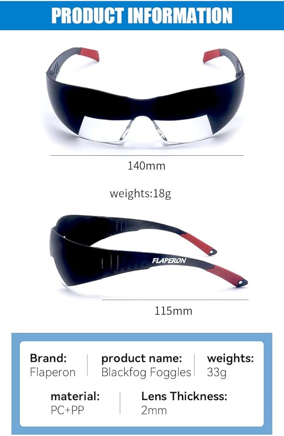Flaperon Black Fog Foggles for Pilot Training, Adjustable Band, Embossed Hard Case. IFR and VFR training foggles. Durable polycarbonate lenses. Rubberized Tips.