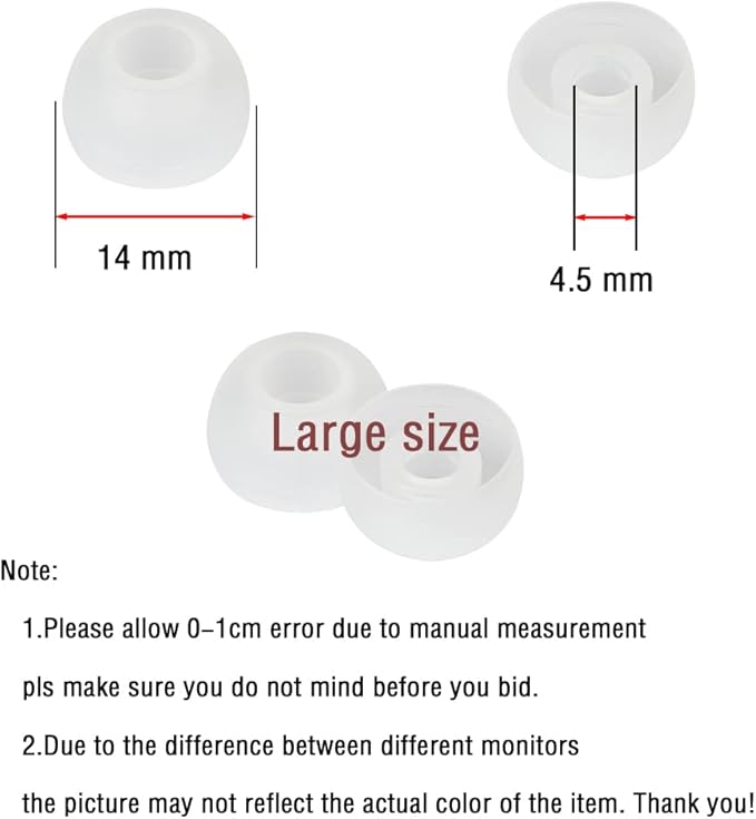Silicone Earbud Tips Replacement Ear Tips for in- Ear Headphones Earbud Rubber Tips Eartips, 10 Pairs Large
