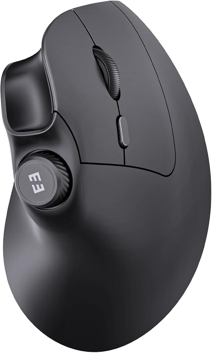 seenda Ergonomic Mouse Rechargeable, USB+Dual Bluetooth, MOU-302 Vertical Wireless Mouse with Volume Knob, Quiet Clicks, Multi-Device Cordless Mice Compatible for Windows, PC, Laptop, Mac OS, Black