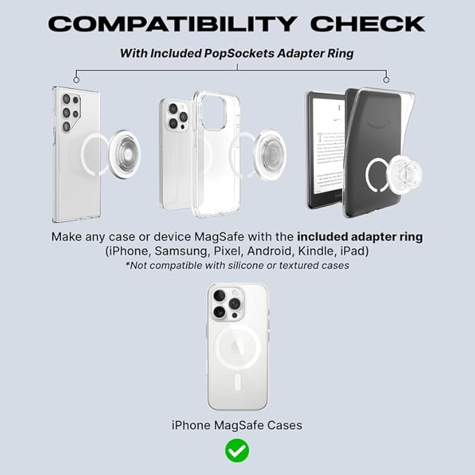 PopSockets Phone Grip for MagSafe with Kickstand, Magnetic Stand, Swappable Top, Secure Hold for iPhone MagSafe Cases, Phone & Tablet Grip - Thermocromatic