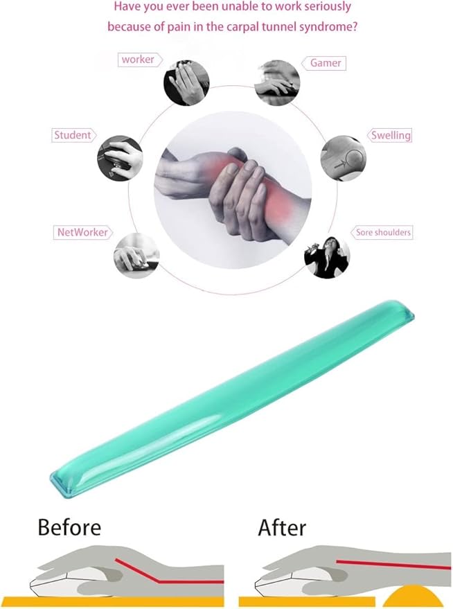 Silicone Gel Mouse Wrist Rest Plus Mouse Wrist Support Pad Office, Computer, Laptop, Mac - Durable, Comfortable and Pain Relief