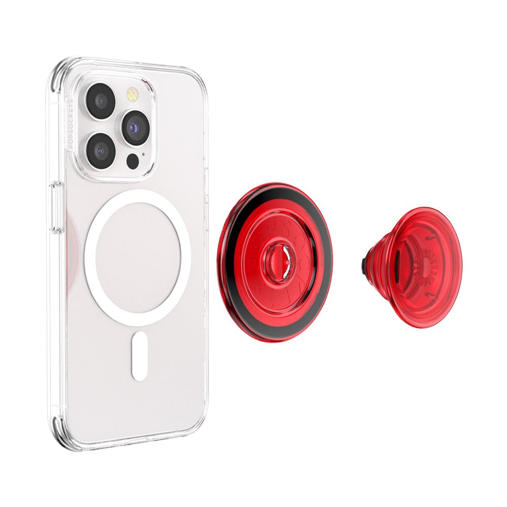PopSockets Phone Grip for MagSafe, Magnetic Holder, Phone Stand, Red - Danger Red