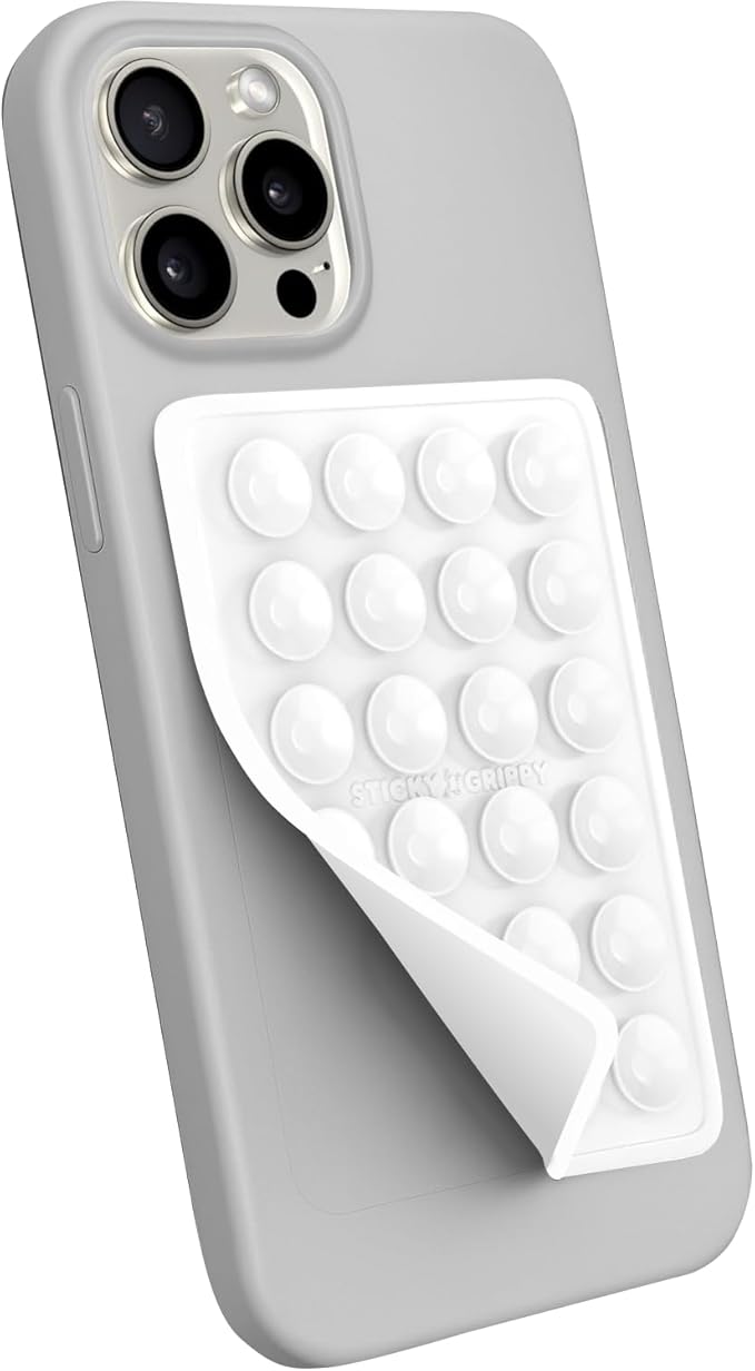 StickyGrippy Suction Phone Case Mount, Sillicon Adhesive Phone Accessory for iPhone and Android, Hands-Free Fidget Toy Mirror Shower Phone Holder, Tiktok Videos and Selfies (Blue)