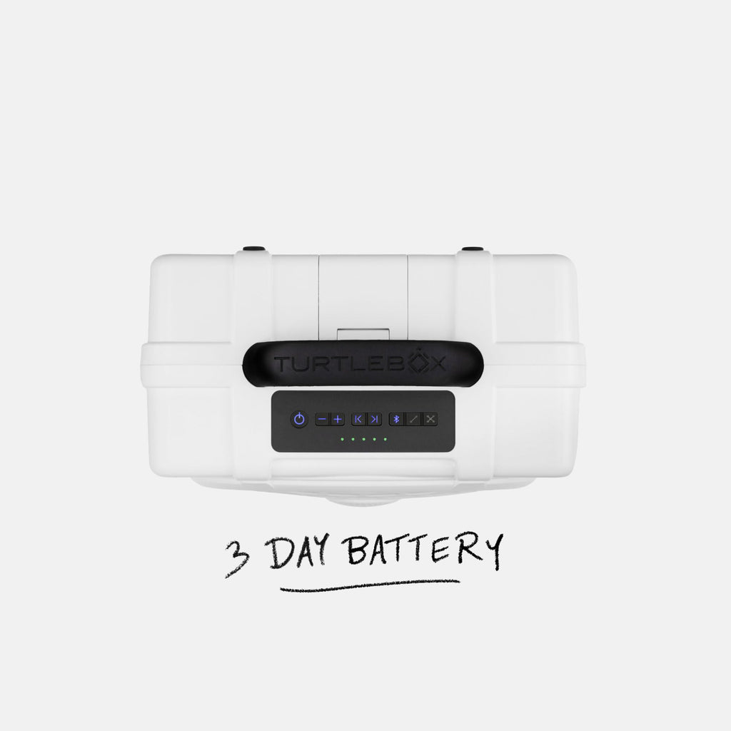 Turtlebox Original Gen 3 Outdoor Bluetooth Speaker, White/Blaze Orange